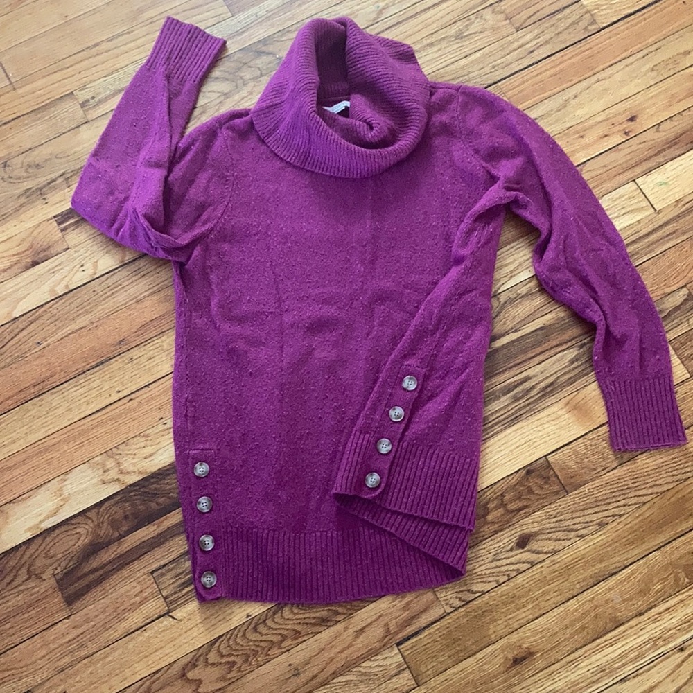 Loft maternity fuchsia merino wool blend turtleneck sweater